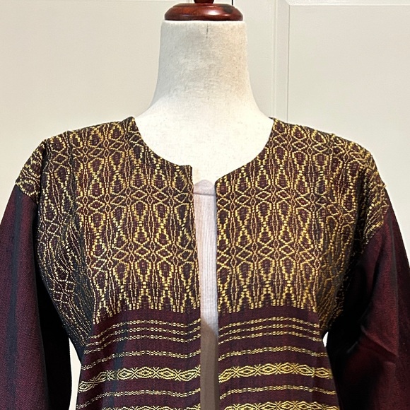 Hand loom vintage long blazer made in Oaxaca mex. - Picture 4 of 9